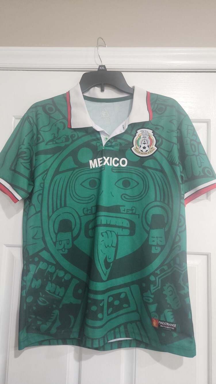 Madstrange Mexico Aztec Calendar Green Soccer Jersey Polo